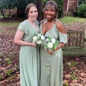 Moriah Sage Green Satin Wrap Maxi Dress
